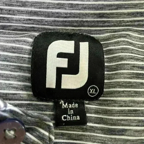 FootJoy Polo Golf Shirt Mens Gray and White Striped Size XL Golf Casual Collar - Picture 2 of 7